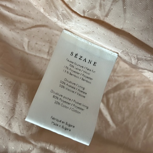 SEZANE ecru teddy coat wool cream sz36(4) - Picture 5 of 6